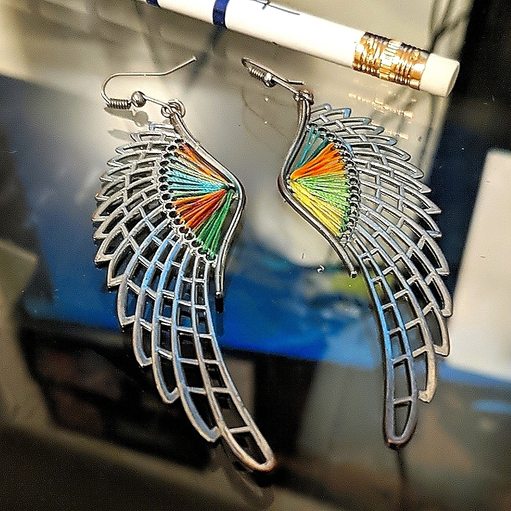 Angel earrings rainbow pride LGBT wings